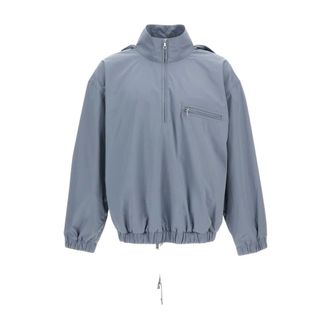 Rier Light Jackets, male, Blue, Size: M Cotton Jacket with Removable Hood