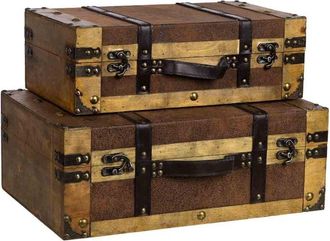 Wanderlust Deco Wanderlust Deco - Maleta De Madera Marr&oacute;n 45x31x17/40