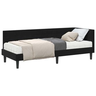 vidaXL Estructura De Cama Esquina Con Colch&oacute;n 2 Pcs Negro Terciopelo Vidaxl