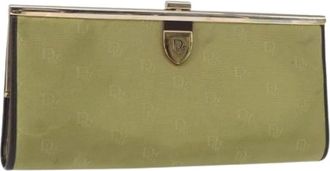 Dior Pre-owned Clutches, female, Green, Size: ONE SIZE Pre-owned Trotter Canvas Clutch Bag