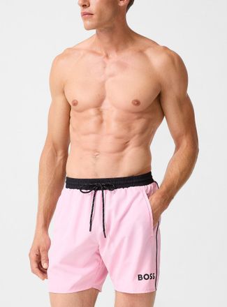 BOSS Mens Contrast trim logo swim trunk