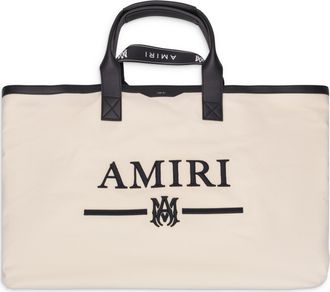 Amiri Natural/Black Canvas Embroidery Tote Bag