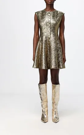 Msgm Mini abito svasato smanicato in misto lana con scollo rotondo