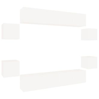 vidaXL Set De Muebles Para Tv 8 Piezas Madera Contrachapada Blanco Vidaxl