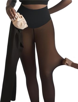 Generic Magic Curve Tights, New Compression Band Model One-Seam Translucent Fleece Lined Tights Magic Curve Leggings Women Warm Magic Fleece Lined Leggings Pa