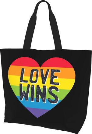 AOOEDM Pride Lgbtqi - Love Wins Ladies Canvas Tote Reusable Shopping Bag