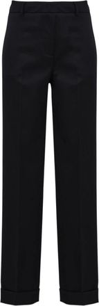 Douuod Wijde Satijnen Broek - Dames - Straight fit broeken - Blauw - L - Satijn - Broeken