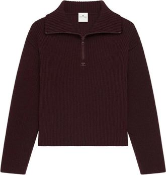 Courr&egrave;ges Gebreide trui - Dames - V-hals truien - Rood - S - Truien & Vesten