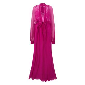 Alberta Ferretti Long Belted Gown - female - Alberta Ferretti - Gowns - Pink - XL - Dresses