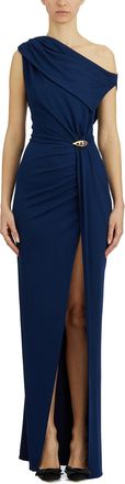 Elisabetta Franchi Womens Asymmetric Red Carpet Dress - Dark Blue viscose - Size EU 36 (Womens)