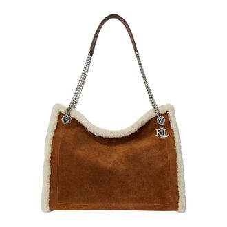 Ralph Lauren Tassen, Dames, Bruin, ONE Size, Katoen, Kameel Grote Bradley Totebag