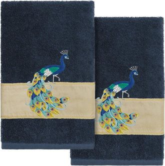 Linum Home Textiles 100% Turkish Cotton Penelope 2Pc Embellished Hand Towel Set