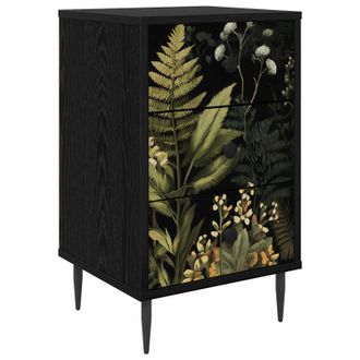 vidaXL Mesa De Noche Rhenen Roble Negro 36 X 33 X 61 Cm Vidaxl