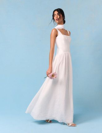 Nobody's Child Bridal Ivory Jacquard Corset Maxi Honey Midi Dress