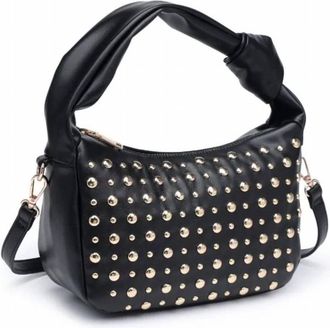 Urban Expression Womens Lennox Studded Convertible Hobo Bag In Black