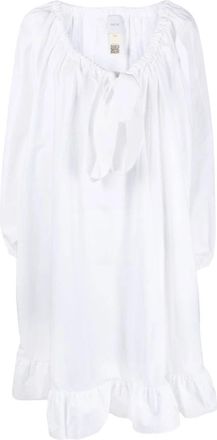 Patou Jurk met strikdetail en peplum - Dames - Korte kleedjes - Wit - XS - Katoen - Kleedjes