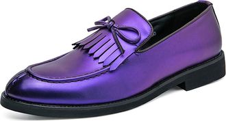 Generic Mens Slip-on Loafers with Matte Finish Comfort Walking Dress Driving Moccasins Casual Boat Shoes (11.5,Purple)