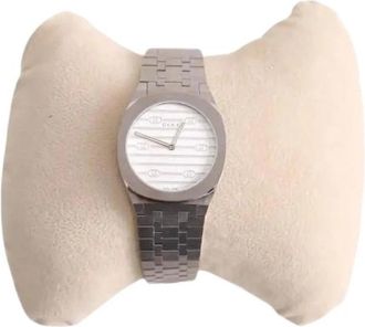 Gucci Pre-owned 25H Watch - Dames - Vintage Horloges - Grijs - ONE Size - Leer - Vintage