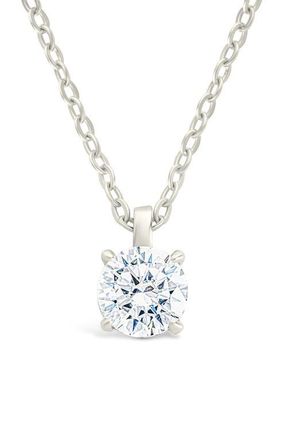 Sterling Forever Round Cubic Zirconia Pendant Necklace in Silver at Nordstrom