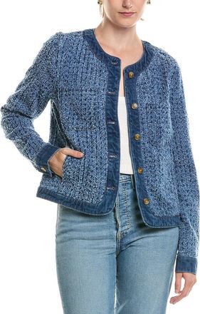 Tommy Bahama Perforated Tweed Crop Denim Jacket
