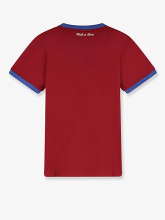Walk In Paris Embroidered Logo Crew-Neck T-Shirt - Red