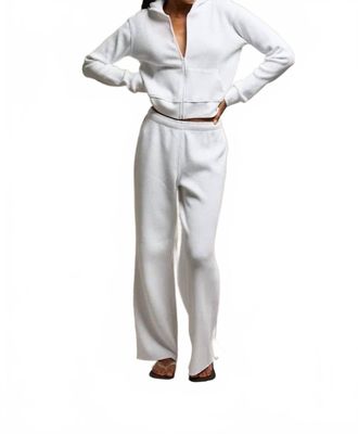 perfectwhitetee Inez Waffle Zip-Up Hoodie In White