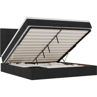 vidaXL Vidaxl - Estructura De Cama Otomana Con Colch&oacute;n Tela Negra 160x200 Cm