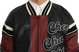 Dolce & Gabbana Leather Club Lounge Black Red Mens Jacket