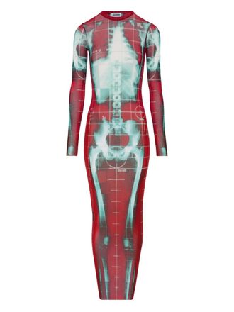 Jean Paul Gaultier Squeletor mesh long dress - Red