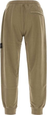 Stone Island Mens Army Green Cotton Joggers Exterior: Pantaloni Trousers