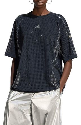 adidas Originals Teamgeist Oversize Rhinestone T-Shirt in Black at Nordstrom, Size X-Small