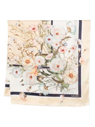 Liu Jo floral scarf - women - Polyester - One Size - Neutrals