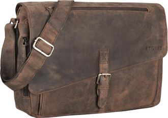 STILORD Merlin Vintage Leather Shoulder Bag Women Men Classical Briefcase for Work Office University Messenger Bag for 15.6 inches Laptop Genuine Leather, Col