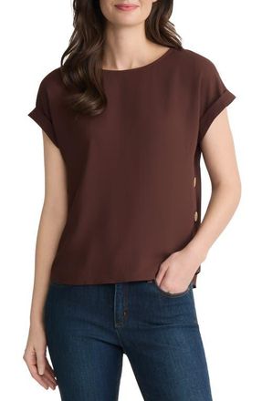 Jones New York Side Button Detail Top in Fudge at Nordstrom, Size X-Small