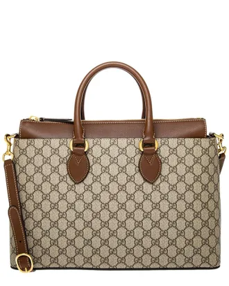 Gucci Large Gg Supreme Canvas & Leather Tote