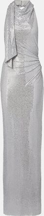 Self Portrait Abito lungo con cristalli