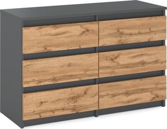 OEM Cassettiera Con Cassetti Mobile Tv Per Soggiorno 100 Cm 6 Cassetti Rovere Grigio Wotan
