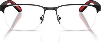 Emporio Armani 56mm Irregular Optical Glasses in Matte Black /Demo Lens at Nordstrom