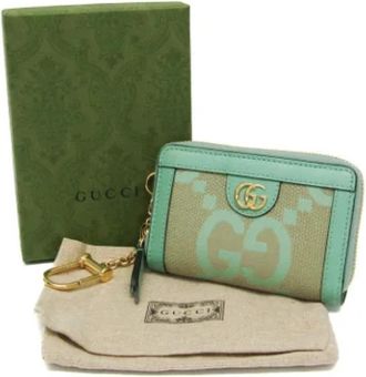 Gucci Pre-owned Jumbo GG coin case 726503 - unisex - Vintage Accessoires - Groen - ONE Size - Leer - Vintage