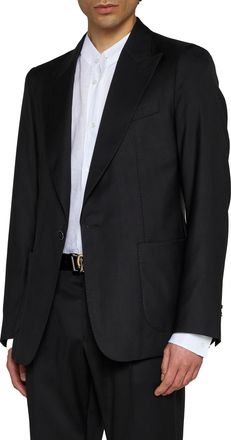 Dolce & Gabbana Mens Black Wool And Silk Single-Breasted Blazer Jacket