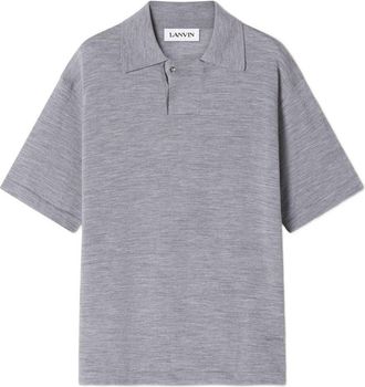 Lanvin Grey Short Sleeve Polo Shirt with Button Detail