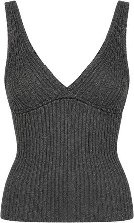 Akep Canotta a costine lurex - Dames - V-hals truien - Grijs - L - Truien & Vesten