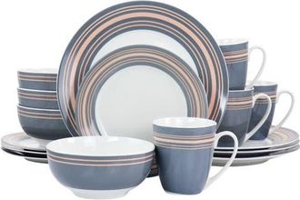 Gibson Home Silver Wind 16 Piece Fine Ceramic Dinnerware Set in Gray at Nordstrom