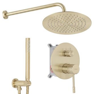 Rea Juego De Ducha Oculto Rea Lungo Diamond Brush Gold + Box
