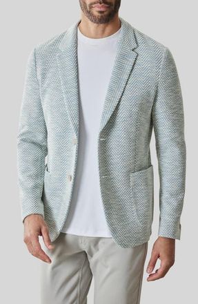 Robert Barakett Jett Knit Herringbone Sport Coat in Soft Teal at Nordstrom, Size Xx-Large