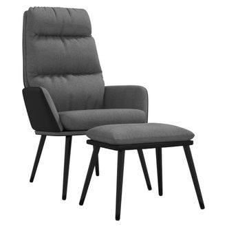 vidaXL Sill&oacute;n De Relax Con Taburete Tela Gris Claro Y Piel Sint&eacute;tica Vidaxl