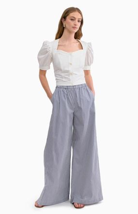 Rebecca Taylor Joselene Poplin Pant in Navy Stripe at Nordstrom, Size X-Small