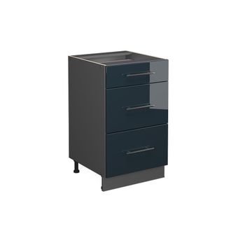 Vicco Mueble Bajo De Cocina Fame-line, Azul Oscuro Alto Brillo, 50 Cm Sin Encimera Vicco
