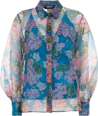 Max Mara Organza blouse met print - Blauw