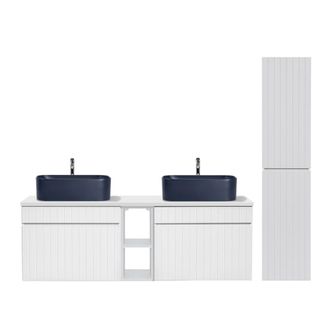 Petits Meubles Conjunto mueble lavabo doble 140cm tableros laminados blanco